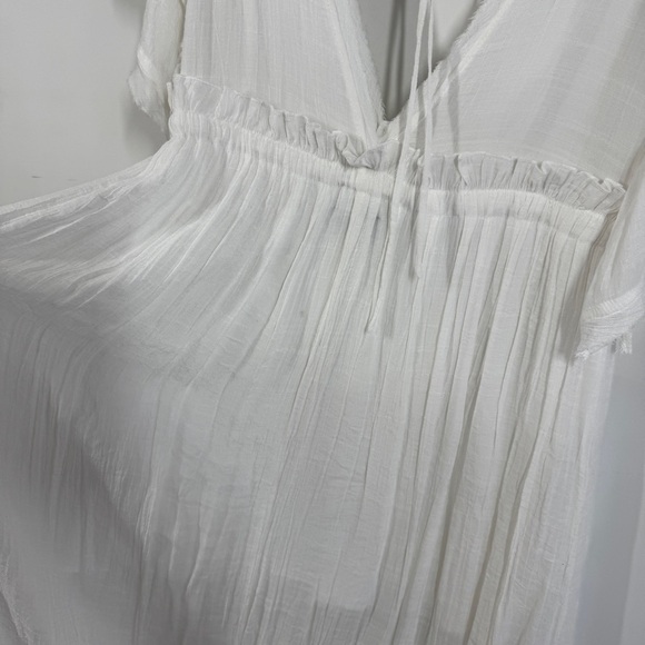 Aakaa White Boho Deep V-Neck Tassel Waist Beach Cover-Up Maxi Dress Size S - Picture 14 of 16
